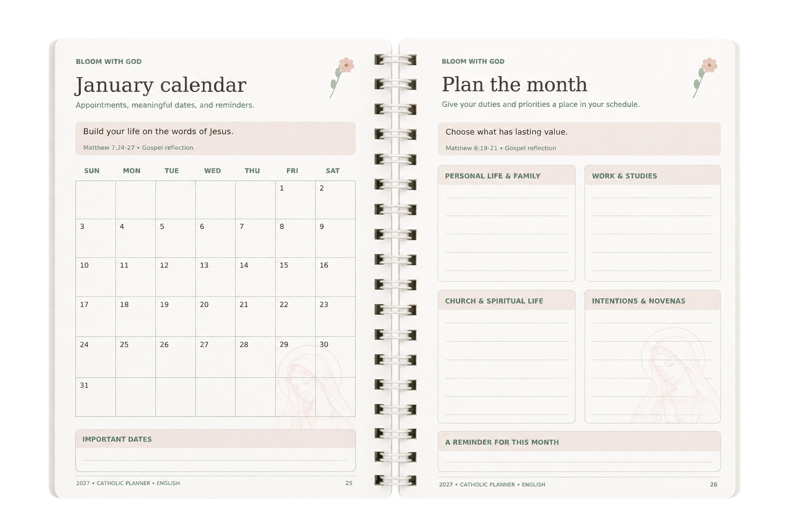 Monthly Calendar & Month Planning